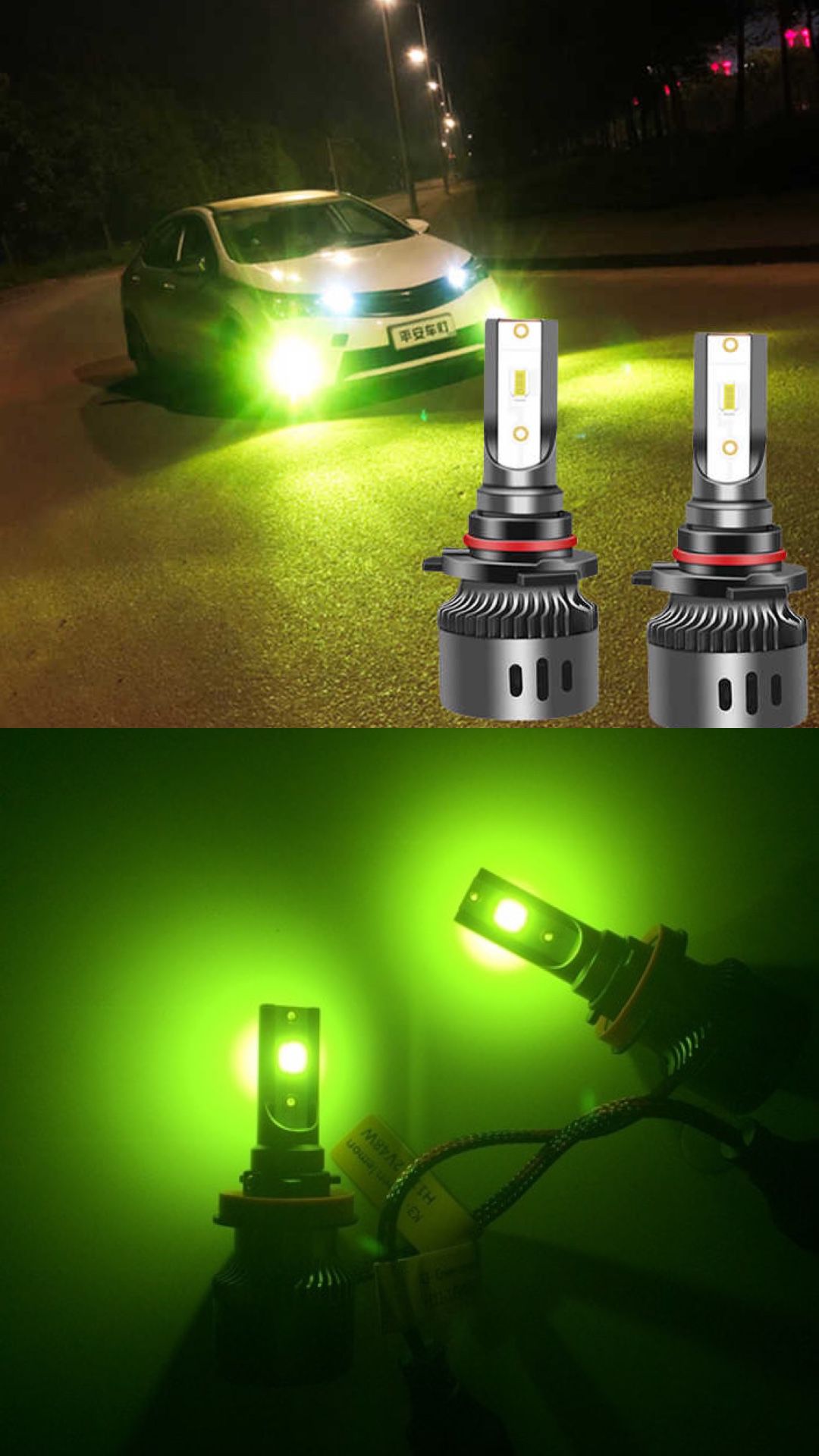 LED Lime green headlights or fog lights CSP LEDs