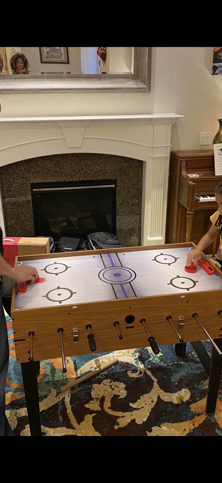 3-in-1 48" Combo Game Table w/Soccer, Billiard, Slide Hockey, Wood Foosball Table