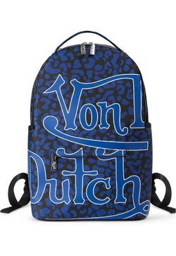 Von Dutch Blue Leopard Print Backpack NWT