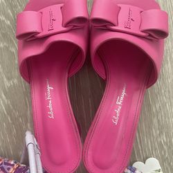 Salvatore Ferragamo Hot pink Open Toe Mules  Size 6