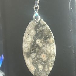 Sterling Silver Necklace With Genuine Stone