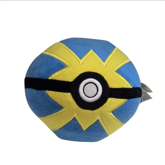 TOMY Nintendo Quick Ball Plush 5" Stuffed Animal Blue Yellow Round Pokemon Go
