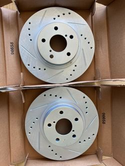 Subaru Legacy GT 96-97-98-99 Front Drill Slot Rotors Ceramic Brake Pads