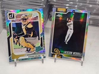 Ethan salas prospect liberty parallel and jackson merrill topps chrome refractor padres