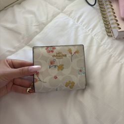 Coach Snap Wallet In Signature Canvas With Mystical Floral Print.
