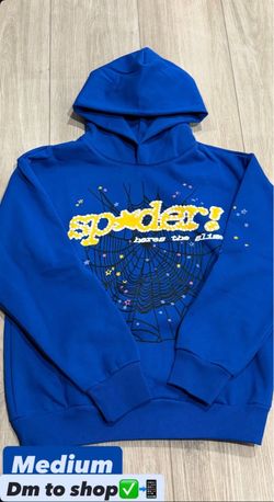 Sp5der Blue Hoodie Medium