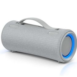 Refurbished Sony SRS-XG300 Portable Bluetooth Party Speaker with Retractable Handle, Ambient Light Ring & Mega Bass, Light Gray