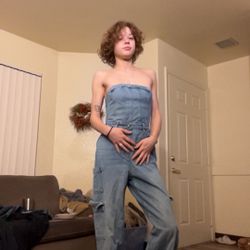 Denim Halter Jumpsuit Romper