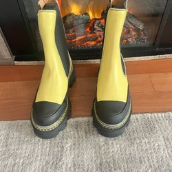 GANNI Lug Sole Calf Leather Tall Flan Chelsea Combat Boots