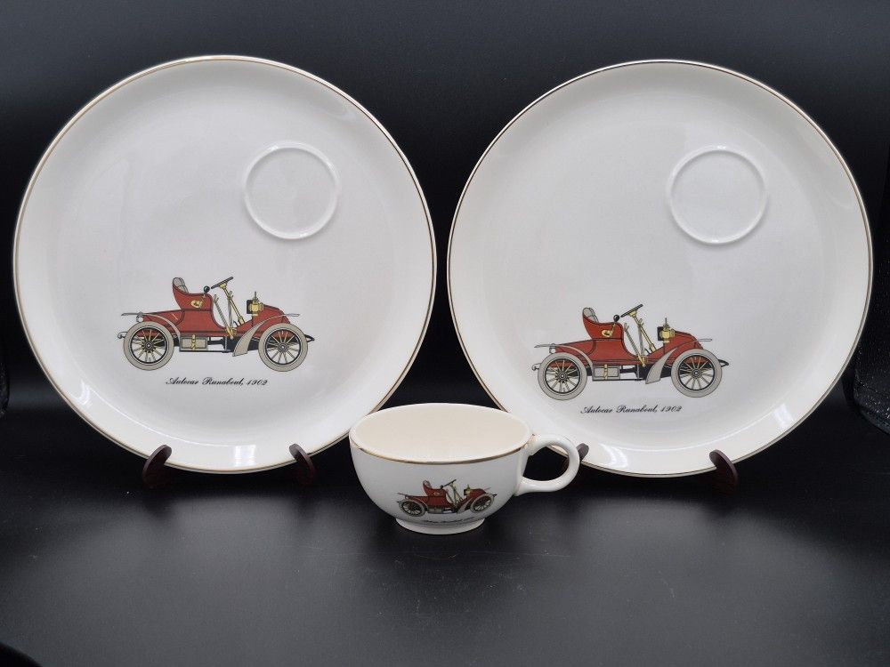 Vintage Salem 24K China 2 Snack Plates & 1 Cup