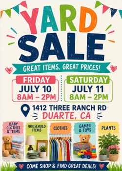 Yard sale 7/10 and 7/11