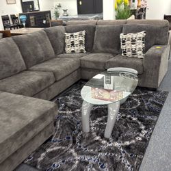 “Modern Grey Sectional — Customizable Chaise (Right or Left Side)!”