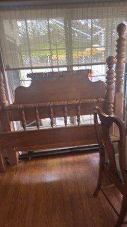 Wooden Four-Poster Bed Frame