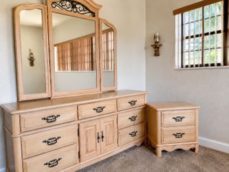 Solid Wood Dresser, Mirror & Nightstand Set