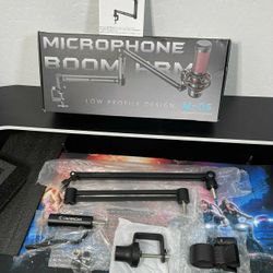 New M05 Boom Arm, 360° Rotatable Microphone Stand W/ Desk Mount, Foldable Desk Mic Arm with 3/8'' to 5/8'' Screw Adapter, Microphone Arm for Live Stre