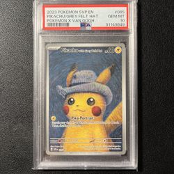 2023 Pokémon Van Gogh Pikachu Grey Felt Hat PSA 10
