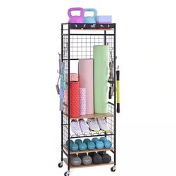 200 lbs. Weight Capacity Fitness Equipment Storage Rack Freestanding Sport Organizer for Home Gym Garage