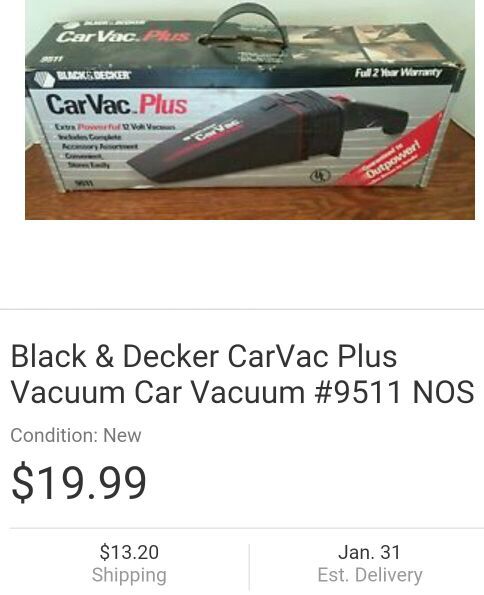 Black & Decker Car Vac Plus 12 Volt Vacuum With Attachments 9511