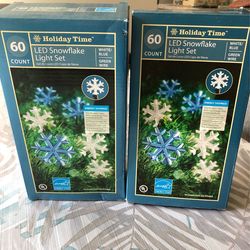 Holiday Time - LED Snowflake Light Set, Set Of 2, NEW