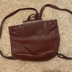 Longchamp Small Le Pliage Cuir RED Backpack Leather