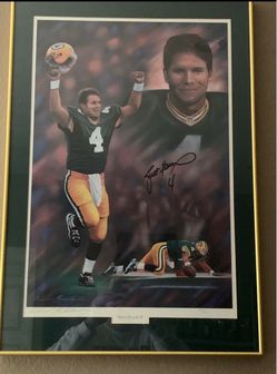 Brett Favre autographed artwork poster