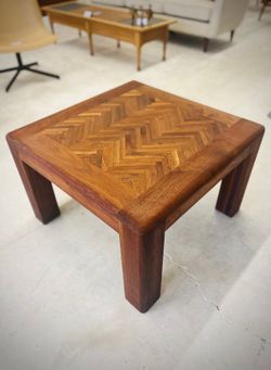 Completely Refinished MCM Walnut Marquetry Coffee or End Table