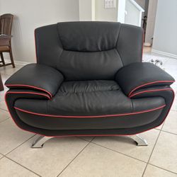 Black Red Genuine Leather Chair (Retail Price $350)