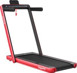 Costway -2 in 1 Dual Display Screen Treadmill/Jogging Machine- Red