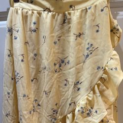 Floral Yellow Ruffle Skirt XS
