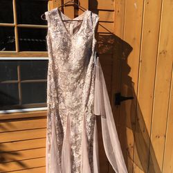 Alex Evenings Women’s Long FlaRe Dress Godet Detail Rose Gold  8P
