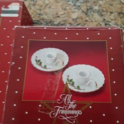 ALL THE TRIMMINGS CANDY DISH & CANDLE HOLDERS 