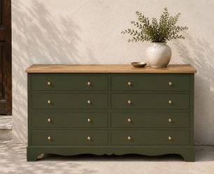 Refinished Vintage Olive Green Dresser