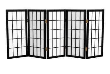 2 ft. Short Desktop Window Pane Shoji Screen (Black)