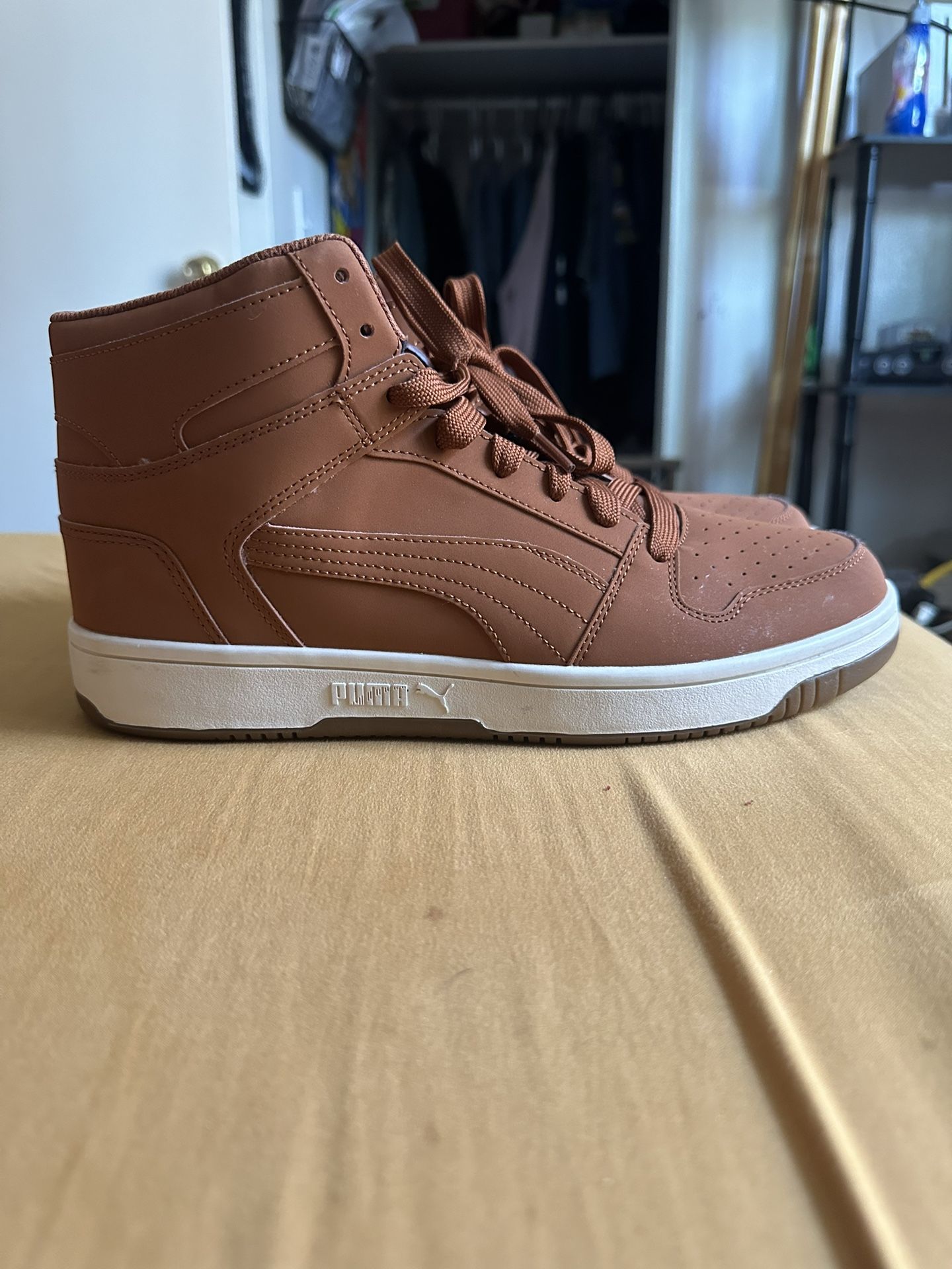 Brown Puma Rebound Layups High Top Sneakers