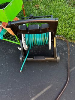 Rolling Garden Hose Reel Cart with Hose