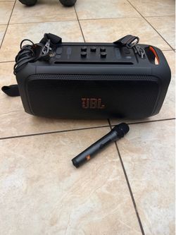JBL PartyBox On-the-Go Portable Party Speaker with Built-In Lights and Wireless Mic - Black