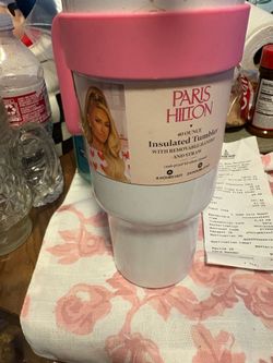 Paris Hilton insulated Tumbler with removable handle and straw. It