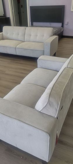 New 2 pc living room set with sofa and loveseat both on sale now
