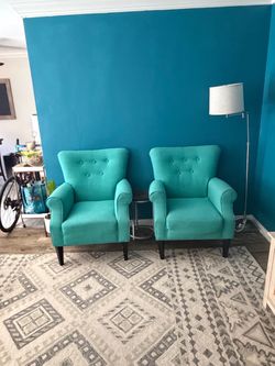 Teal Tufted Accent Chairs – Set of 2