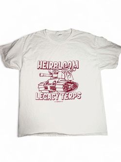 Heirloom Legacy Terps white cotton t-shirt Limited Edition Cannabis 420 Merch black tee - size XL #skater #streetwear #y2k #terps #college    Tags: em