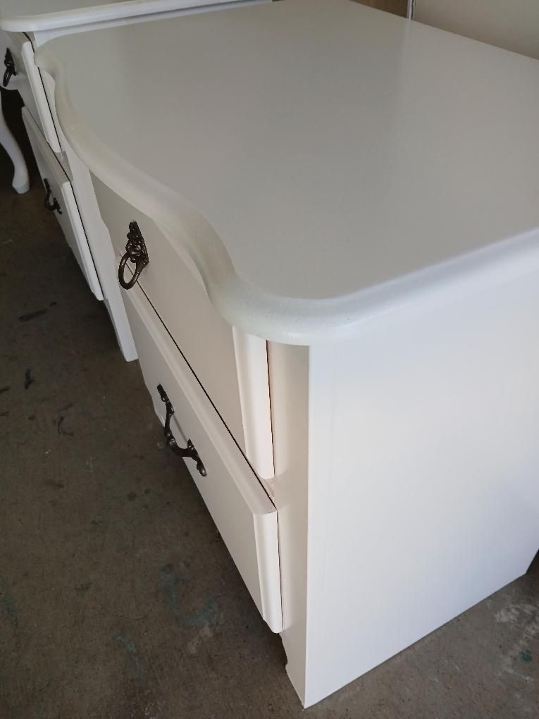 Refurbished White Nightstands or End Tables Pair
