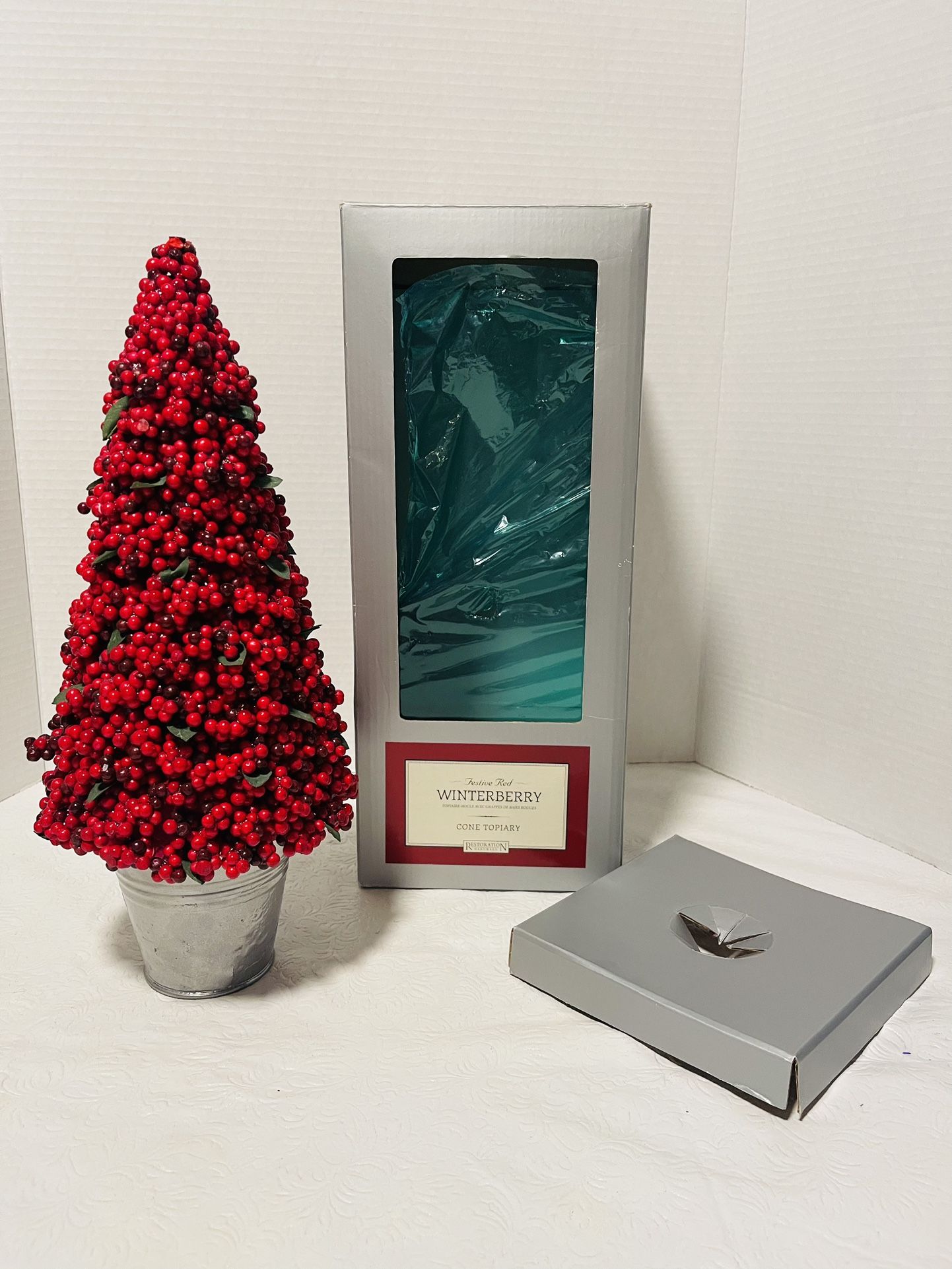 Restoration Hardware Festive Red Winterberry Cone Topiary Tree