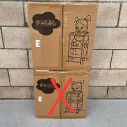 NEW Collapsible Toddler Kitchen Step Stool w/Chalkboard, Safety Rail, & Standing Tower