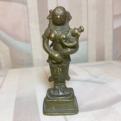 Baby Krishna (Bala Krishna) in the arms of Yashoda (antique bronze)