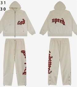Vanilla white and red Godspeed sweatsuit
