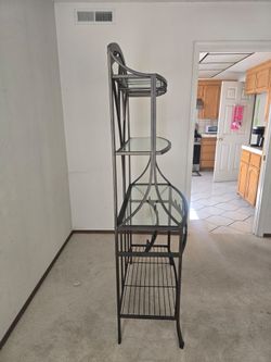 Metal and Glass Wine Rack Etagere Shelf