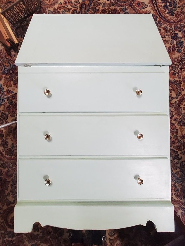 Mint Green Vintage Drop-Down Secretary Desk