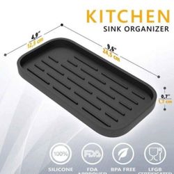 NEW! ZAPPOWARE Silicone Multifunctional Holder/Caddy/Storage Tray 9.6"x 4.9" (Black) Kitchen Sink