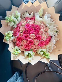 Large Fresh Flower Bouquet with Roses and Lilies