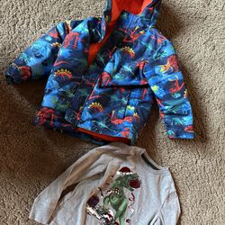 4t Toddler Boys Clothing Lot Dinosaur Coat And Shirt 
